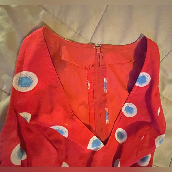 Red and Blue Flamenco Dress Handmade in Spain - zipper back, v-neck, sleeveless - Picture 14 of 16